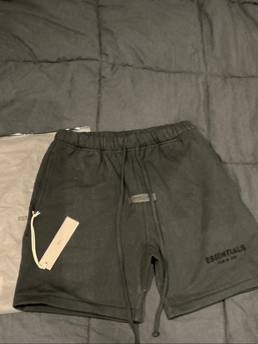 ESSENTIALS Men’s Black Athletic Drawstring Shorts